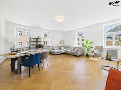 Stilvoll &amp; Lichtdurchflutete sanierte Altbauwohnung // 104 m² mit großzügigen Fensterfronten