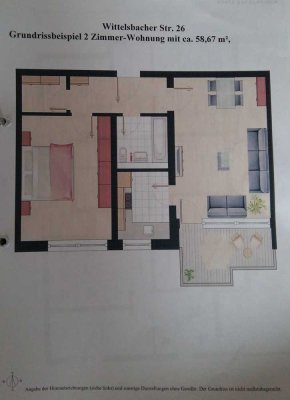 Möblierte 2-Zimmer-Wohnung mit Balkon und Stellplatz in Germering