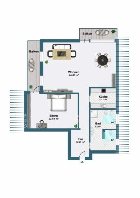 S2ZKB-DG-Wohnung in bevorzugter Wohnlage von Weinheim/Hohensachsenchöne 2-Zimmer-Wohnung in Weinheim