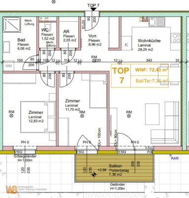 Erstbezug 3 Zimmer Warm mit Balkon, inkl. BK und 2 PKW-Stellplätzen