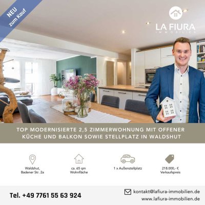 Top modernisierte 2,5 Zimmerwohnung mit offener Küche und Balkon sowie Stellplatz in Waldshut