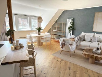 Moderne DG-Wohnung kompl. saniert in einem  Denkmal geschütztem Altbauwohnhaus am Geibelplatz...