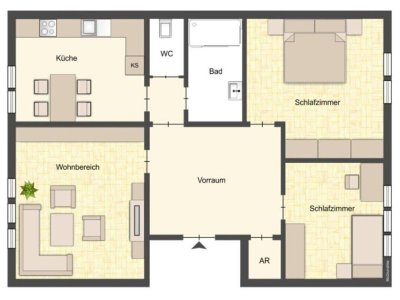 Familien und WG taugliche 3-Zimmer-Wohnung mit separater Küche in zentraler Lage