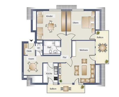 Gepflegte 3-Zimmer Dachgeschosswohnung mit 2-Balkonen, EBK und einzigartiges Blick