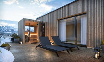 Dachgeschoß-Oase! Outdoor-Sauna mit Bergblick