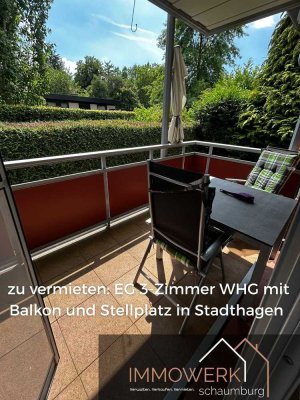 Geräumige 3-Zimmer-Erdgeschosswohnung mit Balkon in Stadtagen zu vermieten!