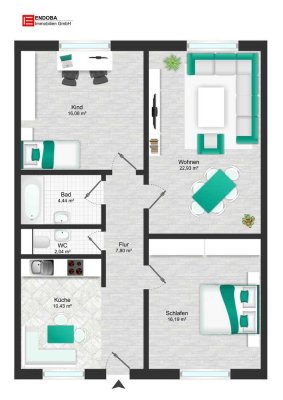 ENDOBA -I- Grosszügige 3-Zimmerwohnung - Ideale Kapitalanlage oder zur Selbstnutzung