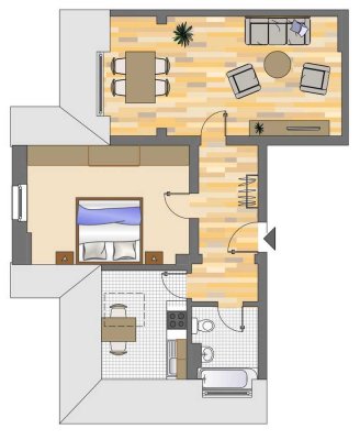 2-Zimmerwohnung im Dachgeschoss mit sehr großen Wohnzimmer, neuen Bad und Boden