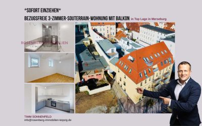 Charmante 3-Zimmer-Soutterain- Wohnung mit Balkon in Top Lage in Merseburg