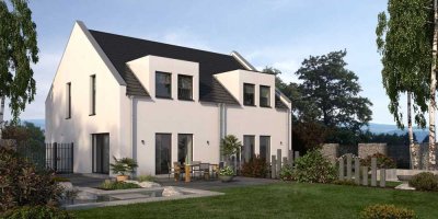 Moderne Doppelhaushälfte mit großem Grundstück im Grünen