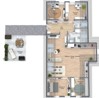 Stilvolle 5-Raum-Penthouse-Wohnung mit gehobener Innenausstattung mit EBK in Kirchheim am Neckar
