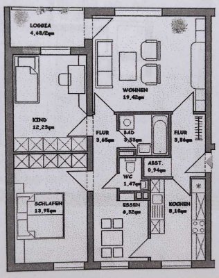 850 € - 76 m² - 3.5 Zi.