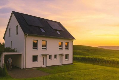 Energieeffiziente DHH in Bestlage von Stadecken-Elsheim KFW40 QNG ,PV Anlage,2 Stellplätze,LW-Pumpe