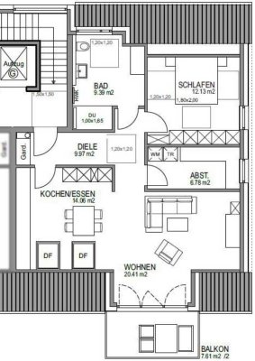 Helle 2-Zimmer-Dachgeschosswohnung mit Balkon in Hörstel