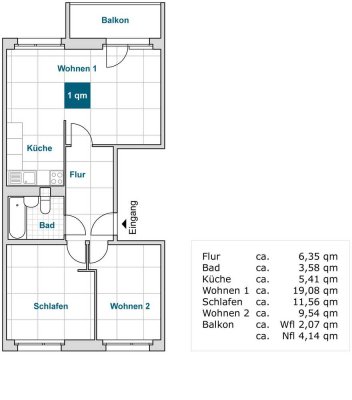Schöne sanierte 3 Zimmerwohnung mit Balkon für Familien!