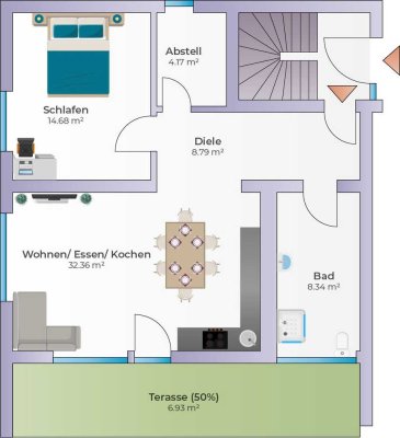 Kernsanierte 2 Zimmer Wohnung im Weberdorf