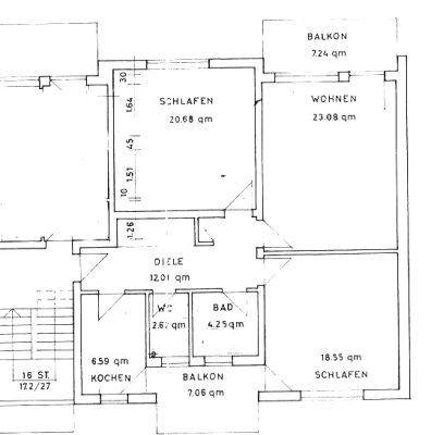 großzügige Dreizimmerwohnung mit 2 Balkonen