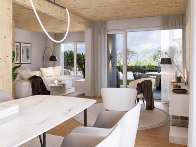 DAS VIERHOLZ SCHWERTING | Traumhafte NEUBAU-DOPPELHAUSHÄLFTE "A" in Holzbauweise | Hohe Wohnbauförderung