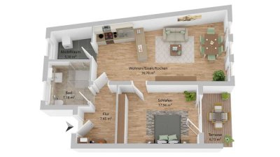 Erstbezug 2-Zimmer Neubau Wohnung mit Terrasse