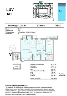 Südausrichtung 3-Zimmer-Neubauwohung barrierefrei 2 Balkone
