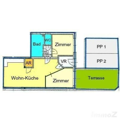 Provisionsfrei: kleine 3-Zimmerwohnung mit Terrasse bei LKH / Med-Uni