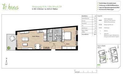 2-Zimmer-Endetage mit West-Balkon