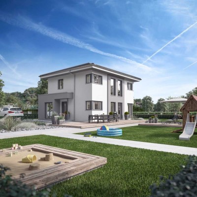 Effiziente Stadtvilla, 2 Kinderzimmer, Küche, Homeoffice inkl. Grundstück