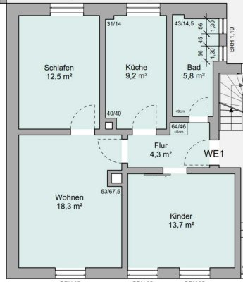 WE 01 Erstbezug nach Sanierung mit Einbauküche: Stilvolle 3-Zimmer-Erdgeschosswohnung