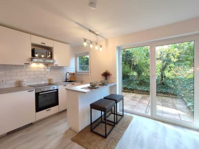 Möblierte 1-Zimmer Terrassenwohnung mit Garten - Saniert u. voll ausgestattet