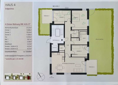 Geschmackvolle, neuwertige 4-Raum-EG-Wohnung mit geh. Innenausstattung, großem Garten und EBK