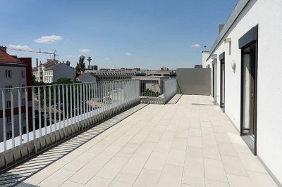 Hochqualitative Wohnung mit 57m² Dachterrasse | Blick auf Kahlenberg | Fußbodenkühlung