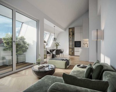 Extra-Raum unter dem Sternenhimmel: Neubau-Penthouse mit 2 Zimmern, Loggia