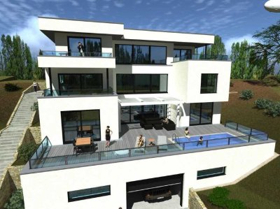 LUXHAUS Terrassen Villa 420m² über den Dächern von Weinheim individuell planbar Schlüsselfertig