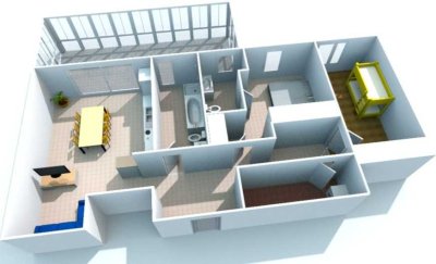 Neuwertige Wohnung mit drei Zimmern, 2 vollwertigen Bäder, 27m2-Balkon und EBK in Retro-Countrylook
