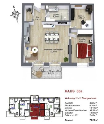 Erstbezug: Moderne 3-Zimmer-Wohnung mit Balkon in Haag in Oberbayern