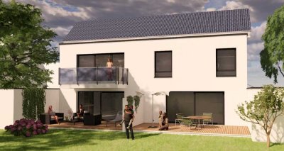 Doppelhaushälfte! Effizienzklasse A+ KfW 40 mit PV-Anlage, Fußbodenheizung, ink. Grundstück, Keller