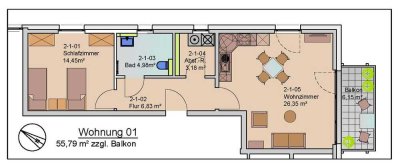 Modern wohnen im Alter - Barrierefreie, gut geschnittene 2-Zi.-Seniorenwohnung mit Aufzug und Balkon