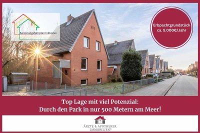 Top Lage mit viel Potenzial: Durch den Park in nur 500 Metern am Meer!