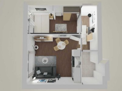 Erstbezug - Möbliertes 2 Zimmer-Apartment inkl. Einbauküche im Zentrum von Göggingen