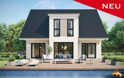 Modernes KFW 40 ScanHaus mit Grundstückhinweis in Mohrkirch