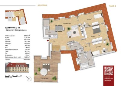 ***Sehr schöne 4 Zi.-Wohnung mit großer Dachterrasse, WE 2-10***