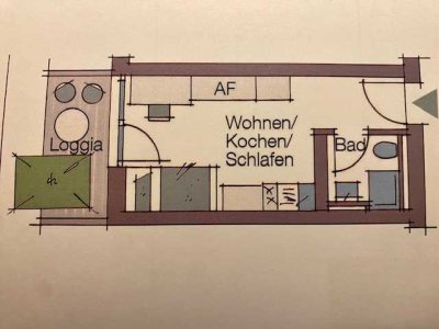 1-Zimmer-Wohnung, voll möbliert, Erstbezug. Ideal für Pendler und Studenten