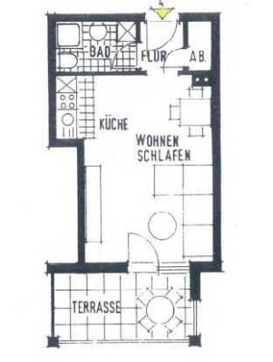 Günstige 1-Zimmer mit Dusche Tiefgarage, Terrasse und EBK in beliebter Lage!