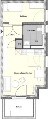 Betreutes Wohnen! Sonnige 1-Zi-Whg mit Balkon und Wintergarten