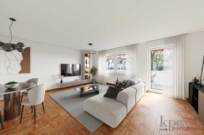 Planegg - Gepflegte 3-Zi-Wohnung mit Südbalkon im Hochparterre! Beziehbar / TG-Stellplatz / EBK