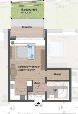 Wohnquartier am Kocher,  barrierefreie EG Wohnung mit Personenaufzug, Gartenteil und Terrasse