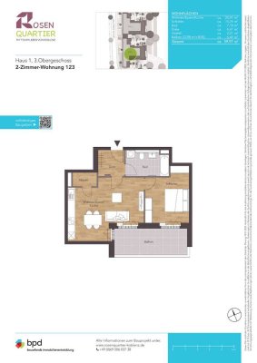 Neue 2 Zimmerwohnung mit Balkon: WE 123