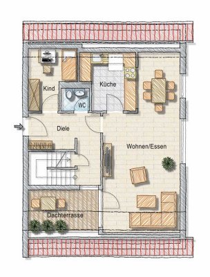 Schicke 3-Zimmer-Maisonette-Wohnung mit Garage in Ötlingen