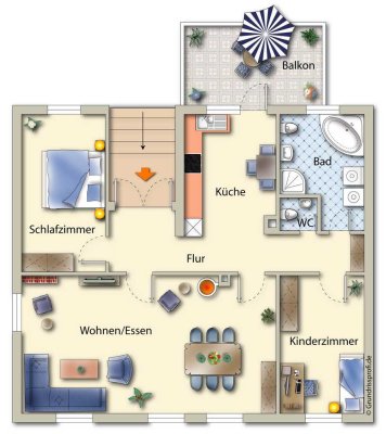 auch für nur 1 Jahr , Helle 3-Zimmer Wohnung mit Balkon im 2. OG in Speyer-West