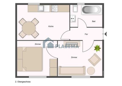 Renovierte 2- Zimmer- Wohnung mit großer Küche mit Einbauküche in guter Wohnlage zu vermieten